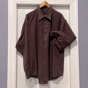 Mens XL Arrow Brick Red color Small Check Long Sleeve Dress Shirt